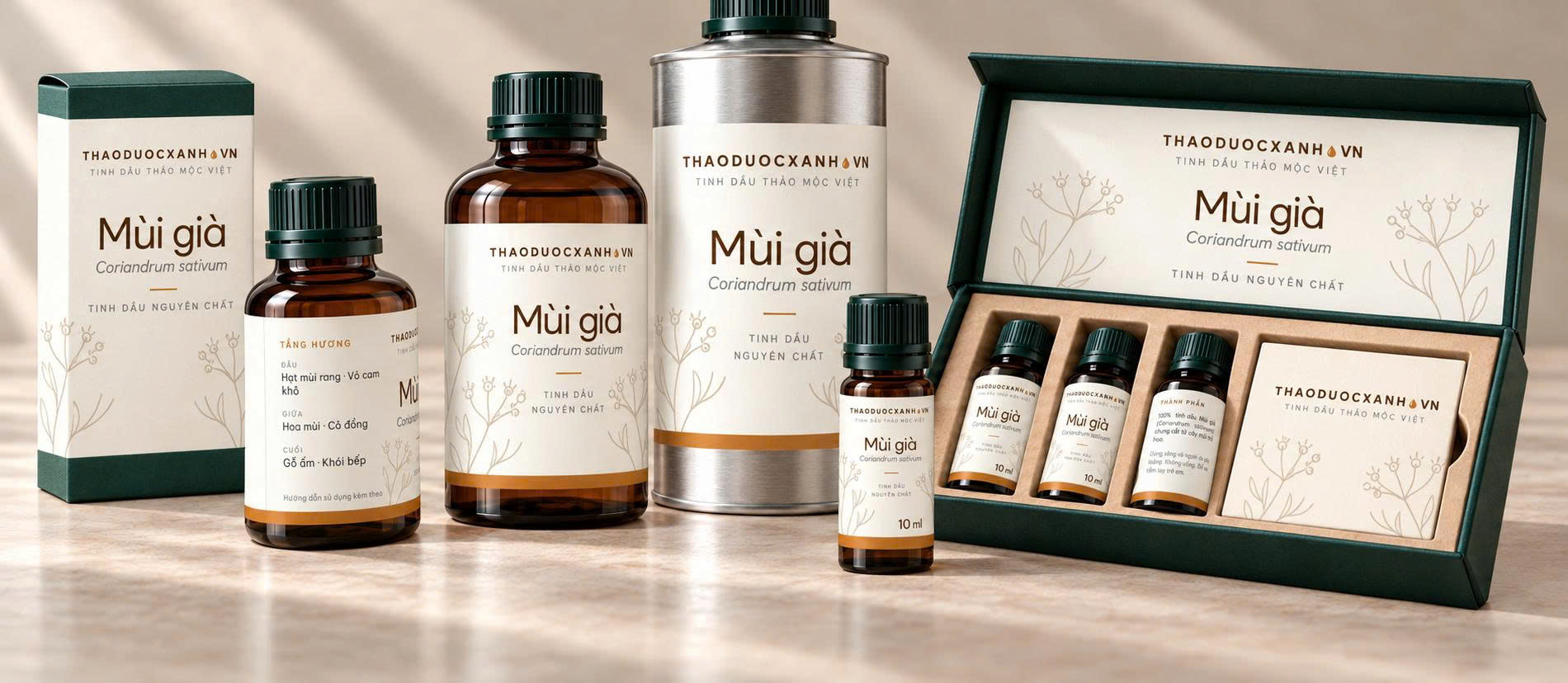 Bộ sản phẩm tinh dầu mùi già Thảo Dược Xanh